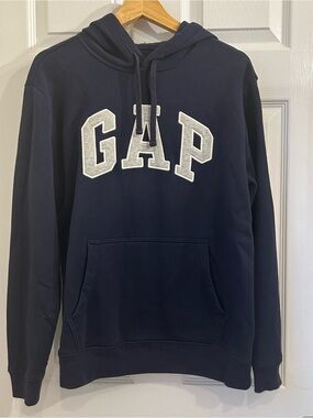 GAP Men's Navy Blue Zip-Up Logo Hoodie